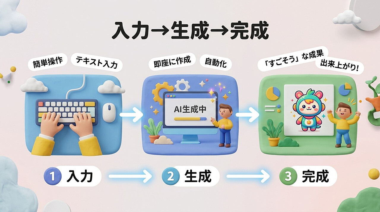 AI Image Studioの3ステップ操作画面キャプチャ