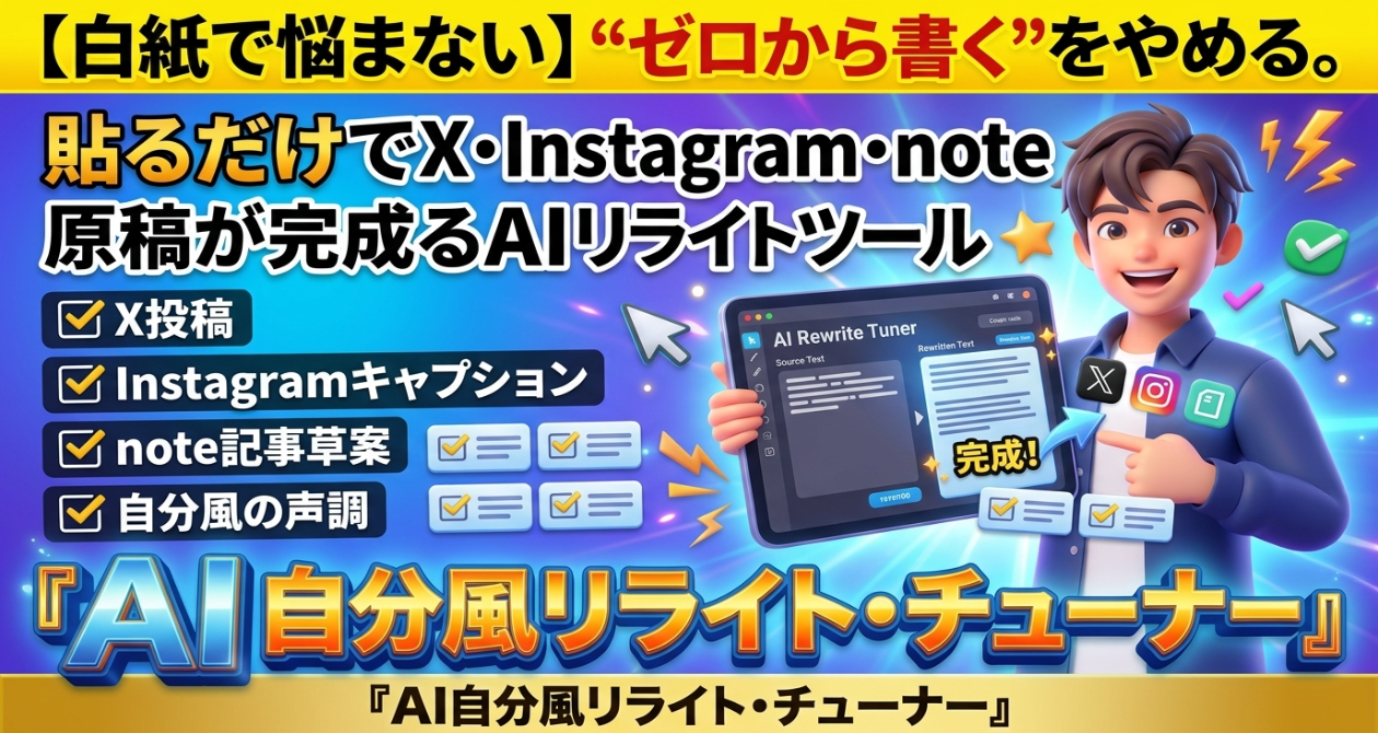 AI自分風リライト・チューナー 紹介イメージ